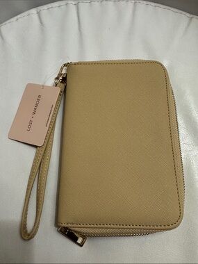 LOST + WANDER Tan Zip Wristlet Wallet with Wrist Strap